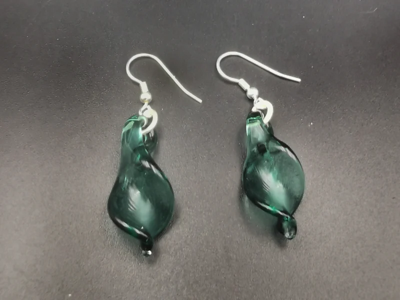 Boucles d'oreilles Feuille en verre