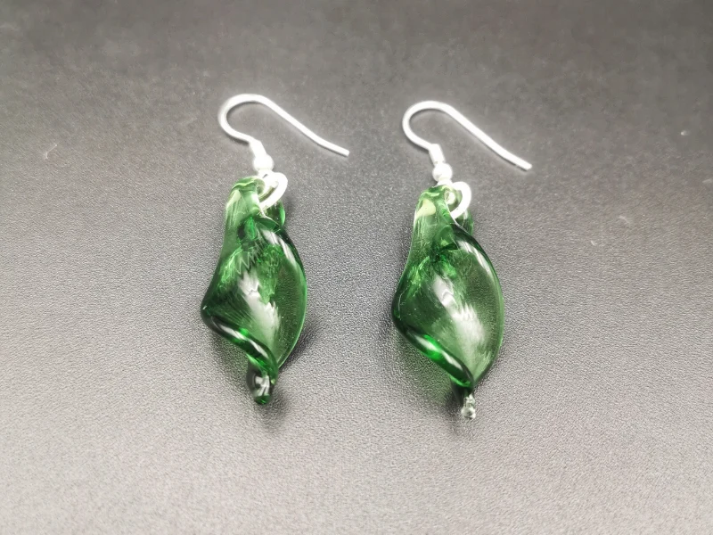 Boucles d'oreilles Feuille en verre