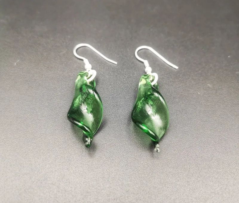 Boucles d'oreilles Feuille en verre