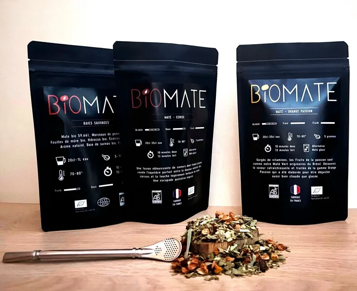 Coffret matés fruités BIO avec sa paille filtrante