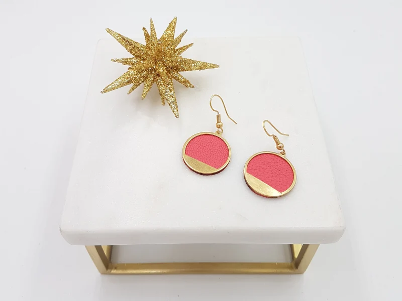 Boucles d'oreilles rondes en véritable cuir