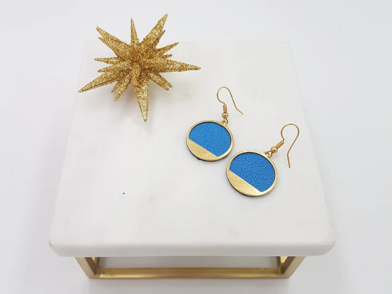 Boucles d'oreilles rondes en véritable cuir