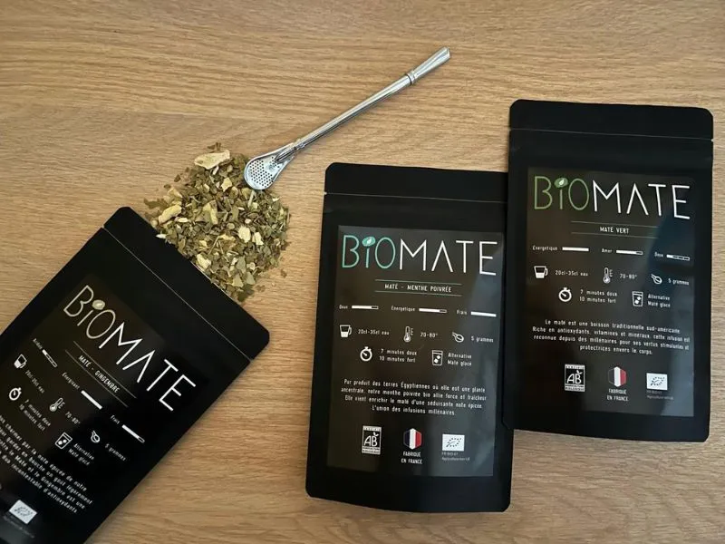 COFFRET DÉCOUVERTE MATÉ BIO + PAILLE FILTRANTE OFFERTE (3 SACHETS DE 50G, SAVEURS PERSONNALISABLES)