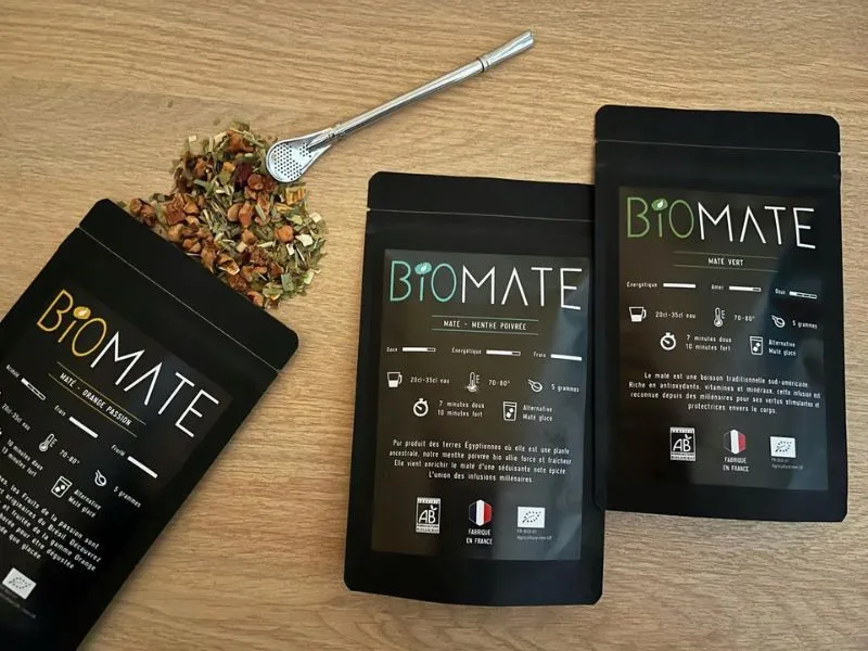 COFFRET DÉCOUVERTE MATÉ BIO + PAILLE FILTRANTE OFFERTE (3 SACHETS DE 50G, SAVEURS PERSONNALISABLES)