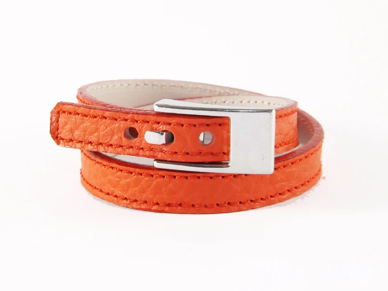 Bracelet cuir double tour, avec fermoir argenté