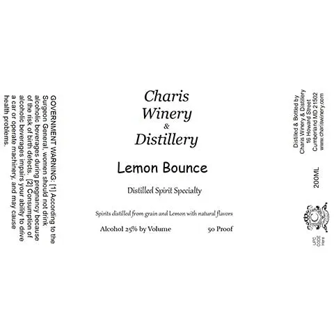 Charis Winery & Distillery Lemon Bounce