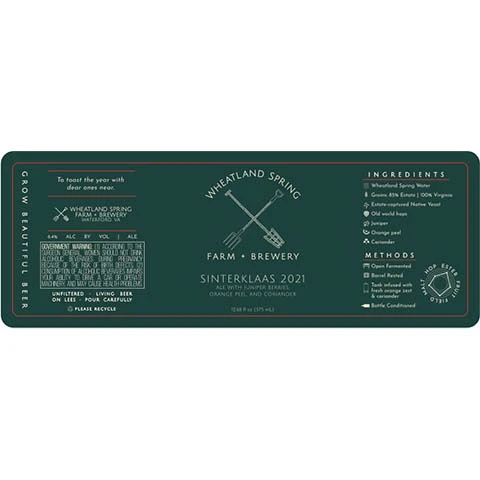 Wheatland Spring Farm+Brewery Sinterklaas 2021 Ale