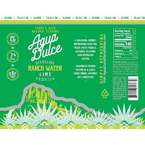 Agua Dulce Sparkling Ranch Water Lime Tequila