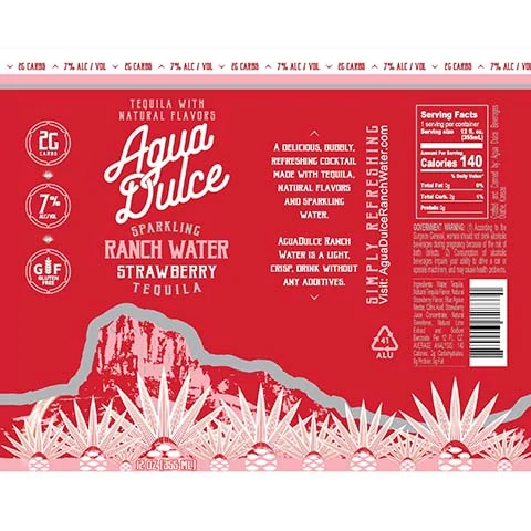 Agua Dulce Sparkling Ranch Water Strawberry Tequila
