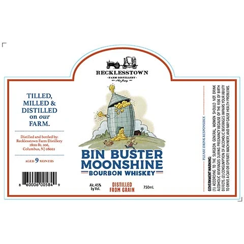 Recklesstown Bin Moonshine Bourbon Whiskey