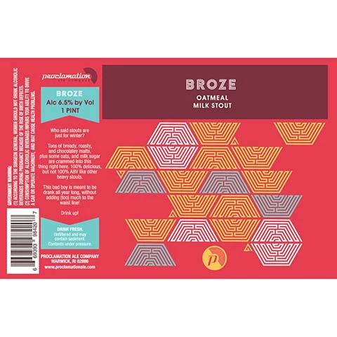 Proclamation Broze Oatmeal Milk Stout