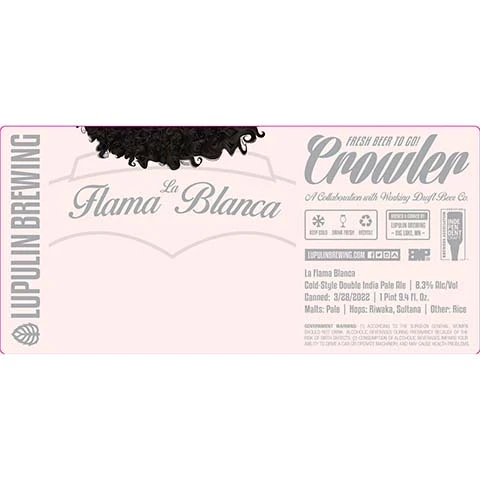 Lupulin Crowler Flama La Blanca Cold DIPA