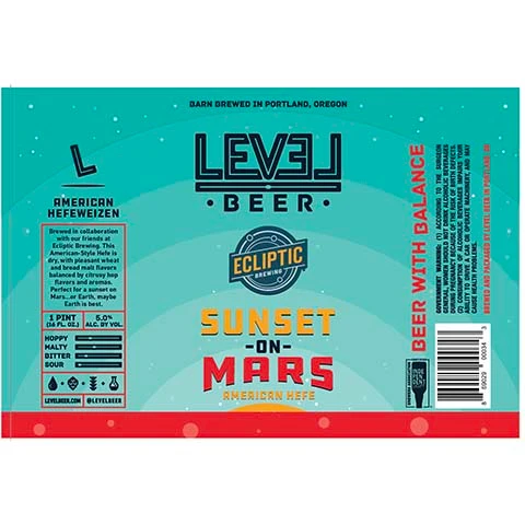 Level Beer Sunset On Mars Hefeweizen