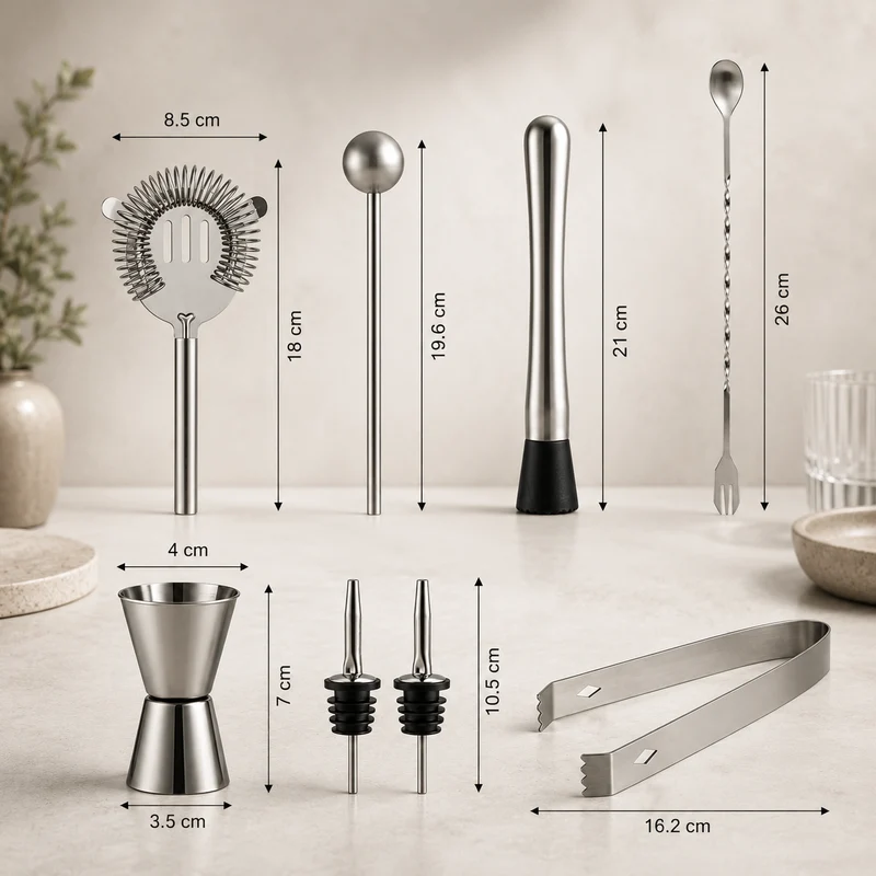Set Shaker Cocktail Boston 600/450 ml - 9 Accessoires
