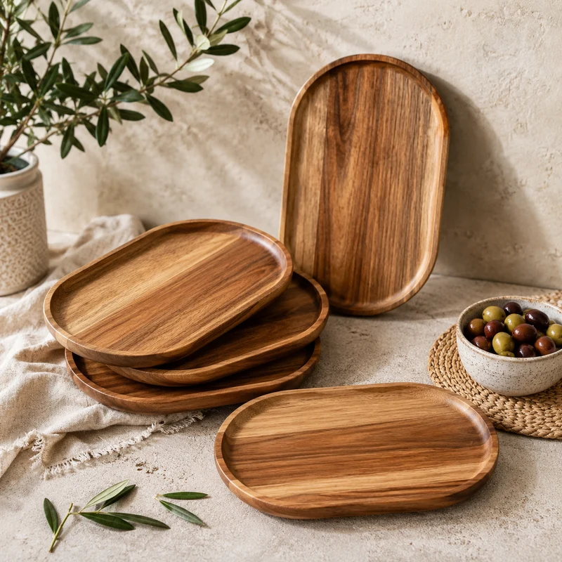 Plateau Apéro Ovale en Bois d'Acacia