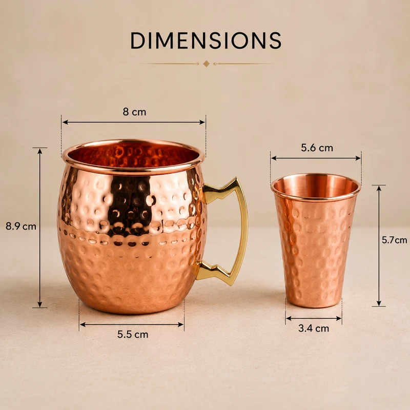 Set de 4 Tasses Moscow Mule Cuivrées + Pailles & Doseur