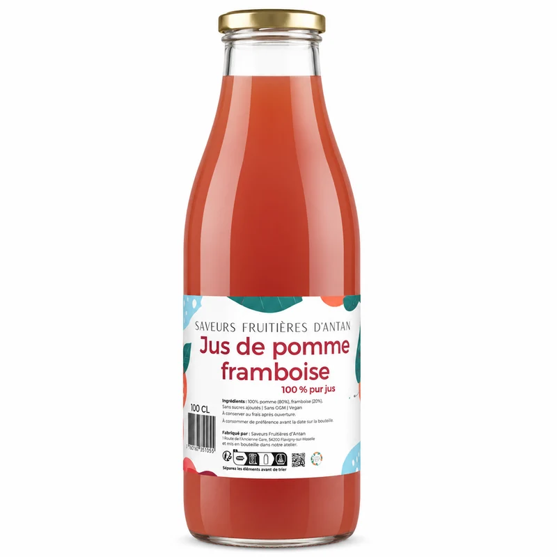 Pur Jus de Pomme Framboise 1 L - Les Vergers partagés de Lorraine