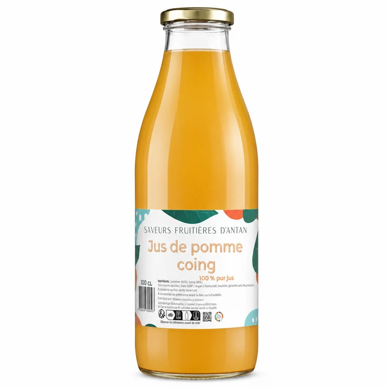 Pur Jus de Pomme Coing 1 L - Les Vergers partagés de Lorraine