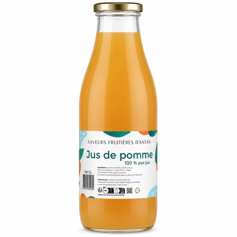 Pur Jus de Pomme 1 L - Les Vergers Partagés de Lorraine