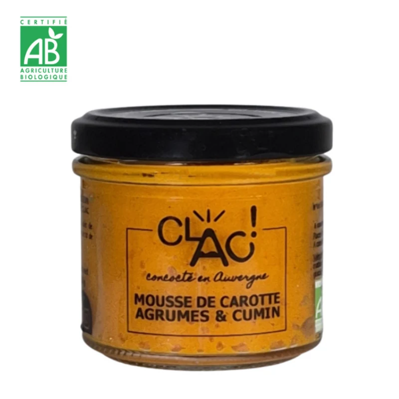 Mousse de Carotte Agrumes & Cumin Bio 100 g - Conserverie CLAC