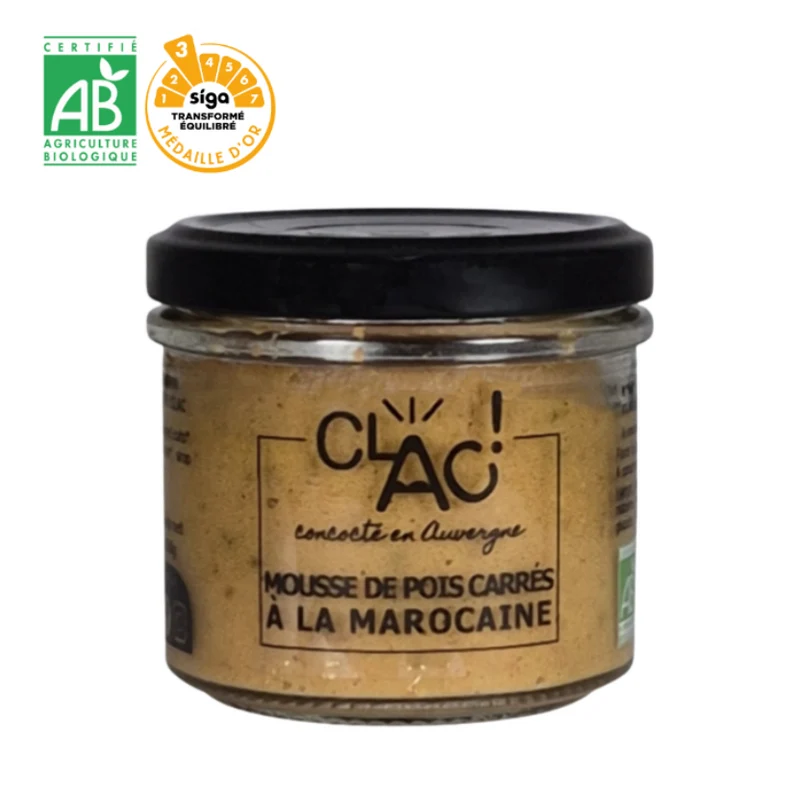 Mousse de Pois Carrés à la Marocaine Bio 100 g - Conserverie CLAC