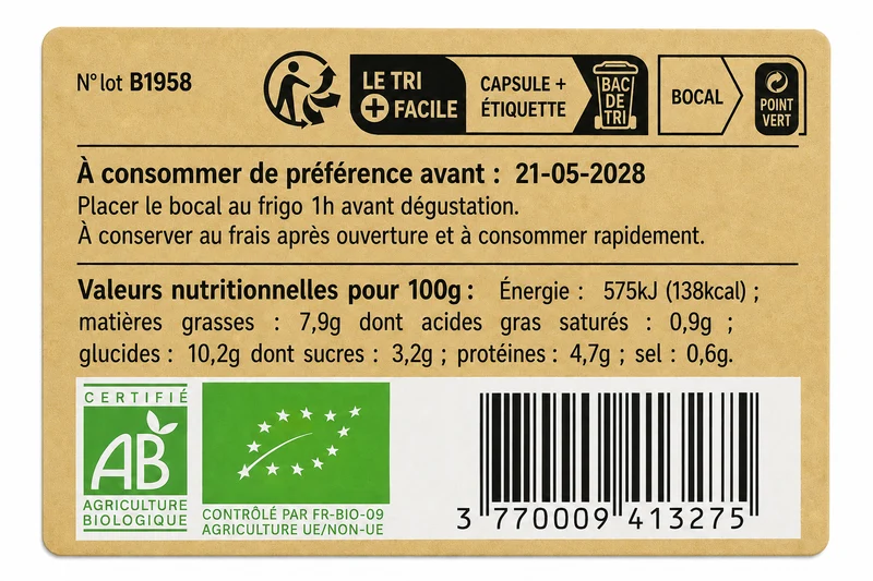 Mousse de Pois Carrés à la Marocaine Bio 100 g - Conserverie CLAC