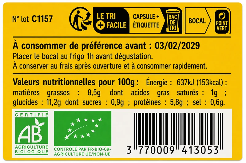 Caviar de Lentilles Vertes à l'Indienne Bio 100 g - Conserverie CLAC