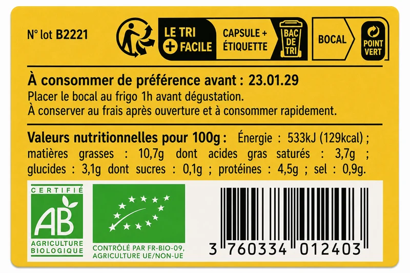 Crème de Potimarron au Cantal Bio 100 g - Conserverie CLAC