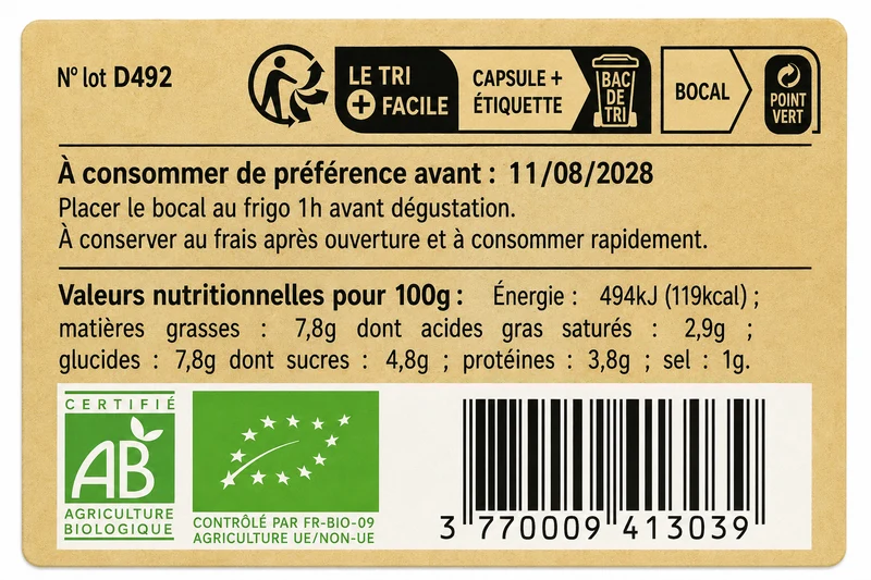 Crème de courgette, chèvre et miel Bio 100 g - Conserverie CLAC