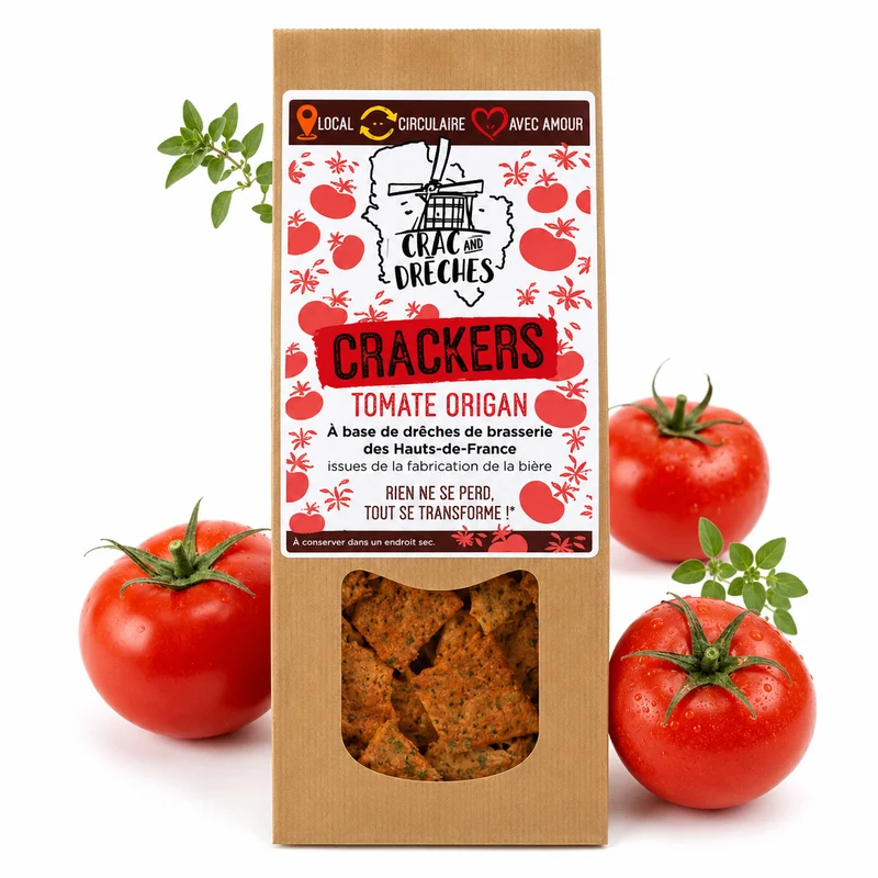 Crackers Apéritifs Tomate Origan 100 g - Crac And Drêches