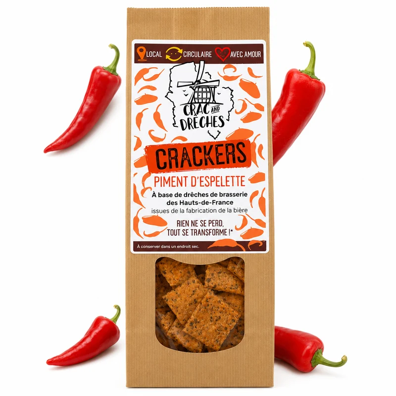 Crackers Apéritifs Piment d'Espelette 100 g - Crac And Drêches
