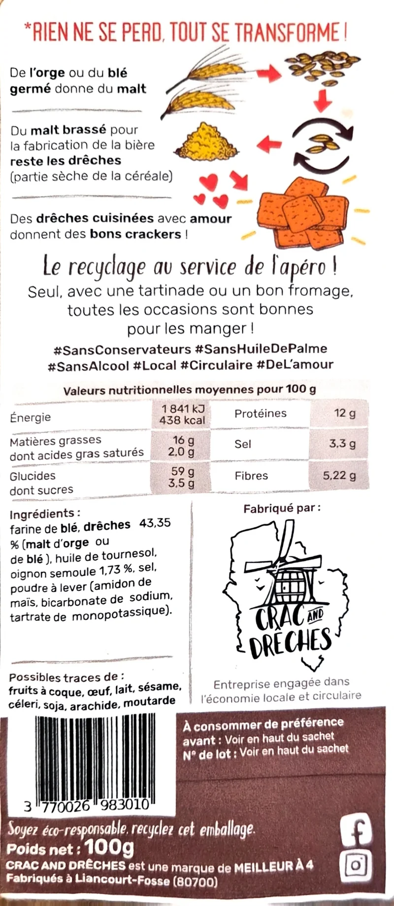 Crackers Apéritifs Oignon 100 g - Crac And Drêches