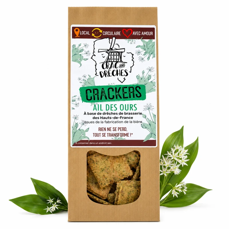 Crackers Apéritifs Ail des Ours 100 g - Crac and Drêches
