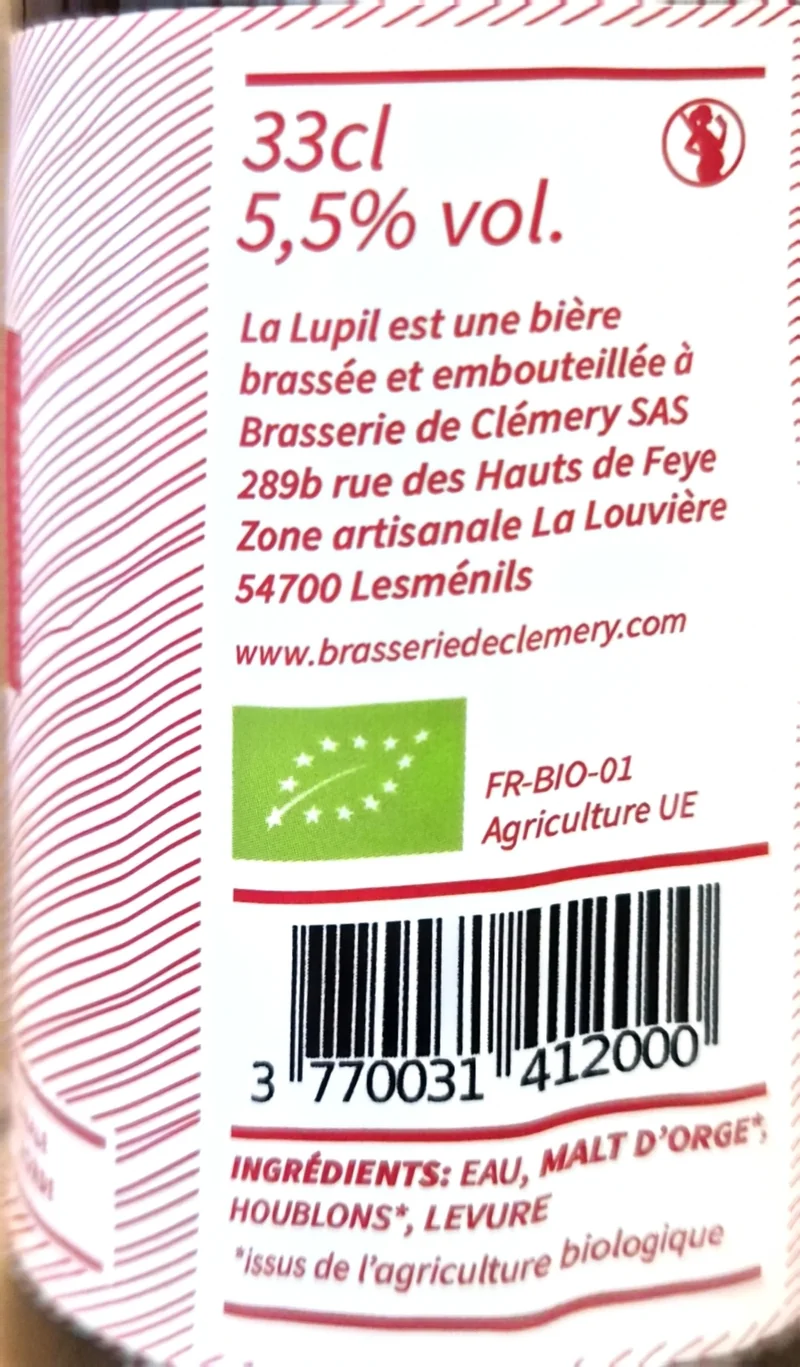 Bière Blonde Artisanale Lupil 33 cl - Brasserie de Clémery