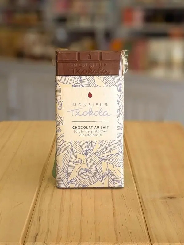 Chocolat au lait aux éclats de pistaches - Monsieur Txokola