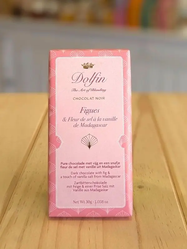Chocolat Noir Figues Fleur de sel à la vanille Dolfin : mini tablette gourmande
