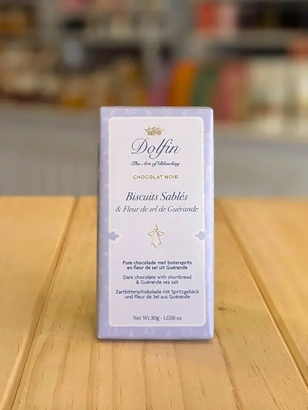Chocolat Noir Biscuits Sablés Fleur de sel Dolfin : mini-tablette gourmande