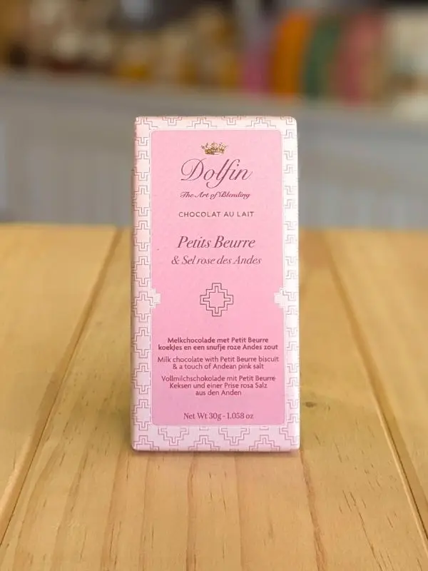 Chocolat Dolfin au lait Petits beurres et Sel rose : mini-tablette gourmande