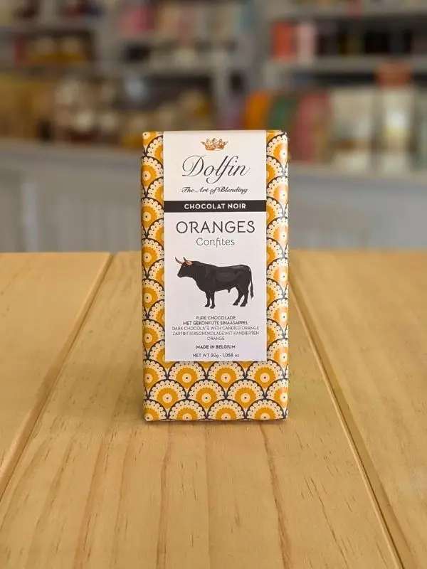 Chocolat Noir Oranges confites Dolfin : mini-tablette gourmande