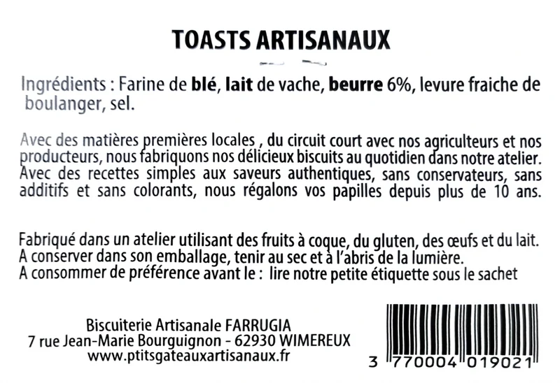 Toasts Nature 150 g - Sophie FARRUGIA