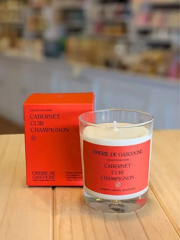 Cirerie de Gascogne : Bougie parfumée Cabernet Cuir Champignons