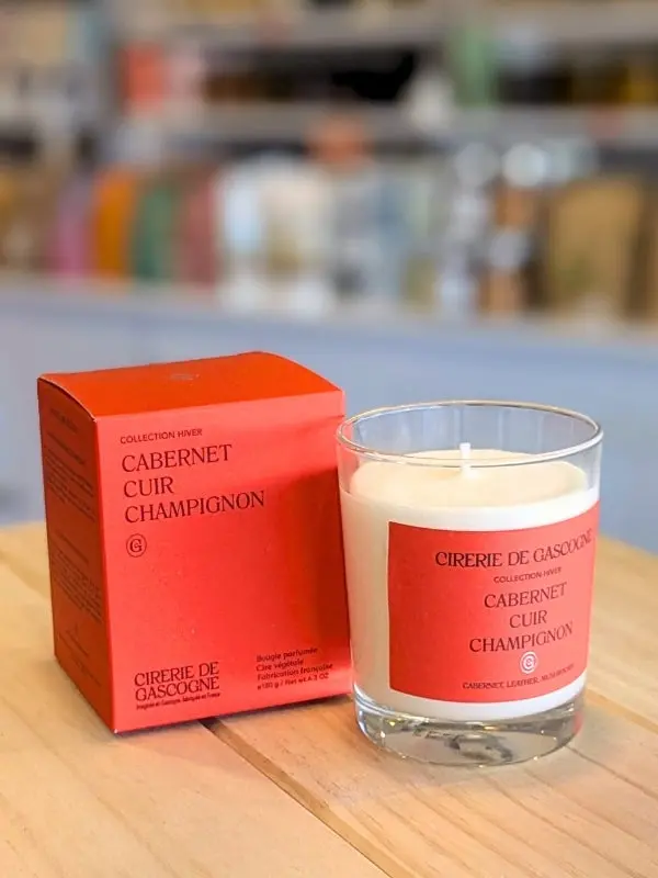 Cirerie de Gascogne : Bougie parfumée Cabernet Cuir Champignons