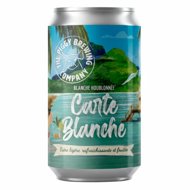 Bière Carte Blanche Blanche Houblonnée 33 cl - Brasserie Piggy Brewing Company