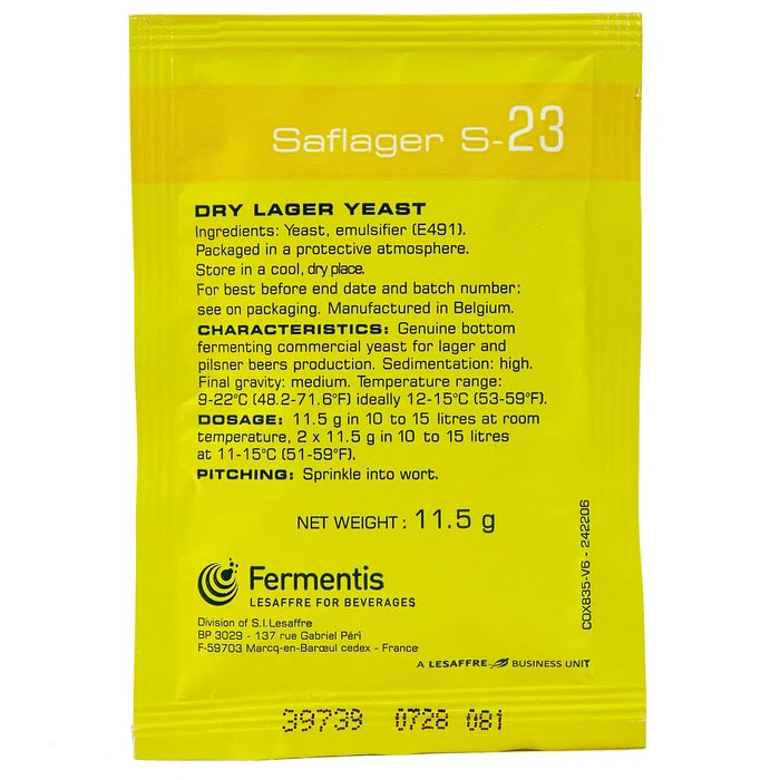 SAFLAGER™ S-23 LEVURE SÈCHE ALLEMANDE POUR BIÈRES LAGER AUX NOTES FRUITÉES ET D'ESTERS