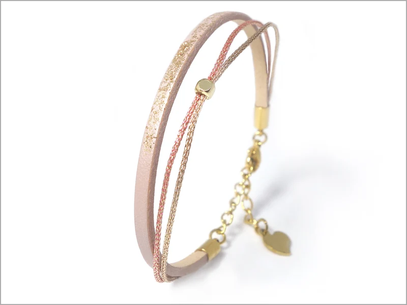 Bracelet réglable en cuir irisé et paillettes pour femme