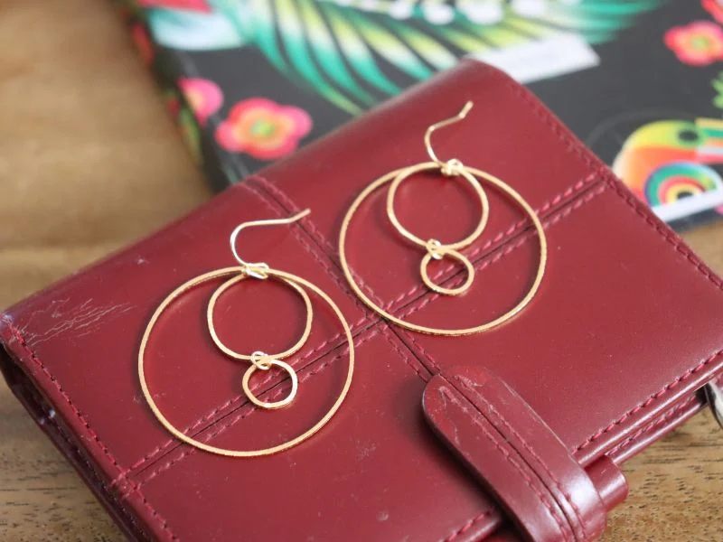 Boucles oreilles pendantes 3 cercles texturés