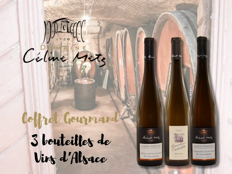 Coffret vin d'Alsace 3 bouteilles blanc AOC Gewurztraminer, Riesling
