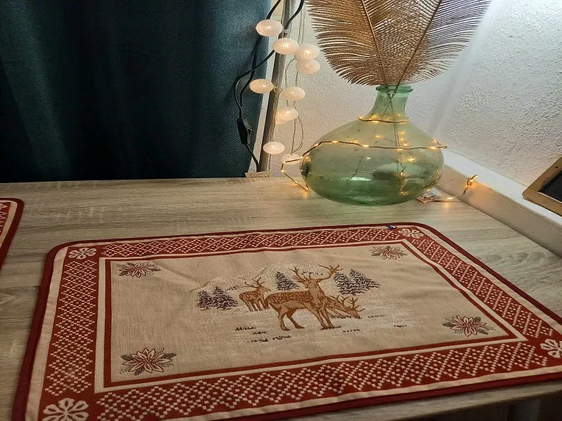 1 ENSEMBLE DE 4 SETS DE TABLE "MONTAGNE RAYURES"