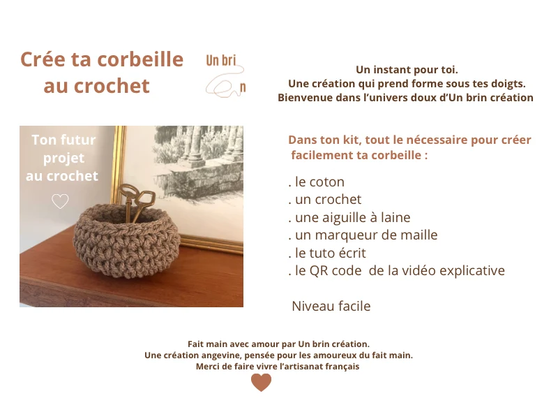 Kit crochet débutant. Crée ta corbeille