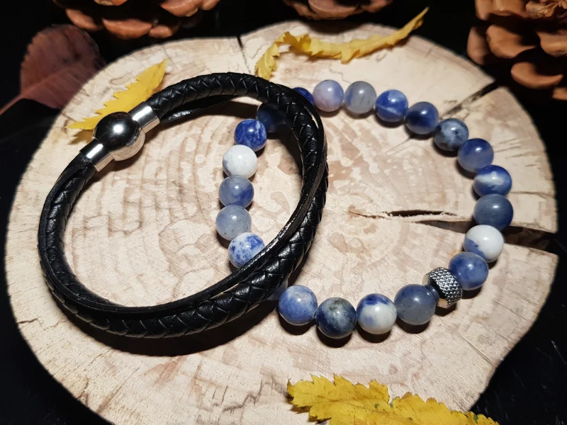 Duo de bracelets - Pierres naturelles & cuir véritable